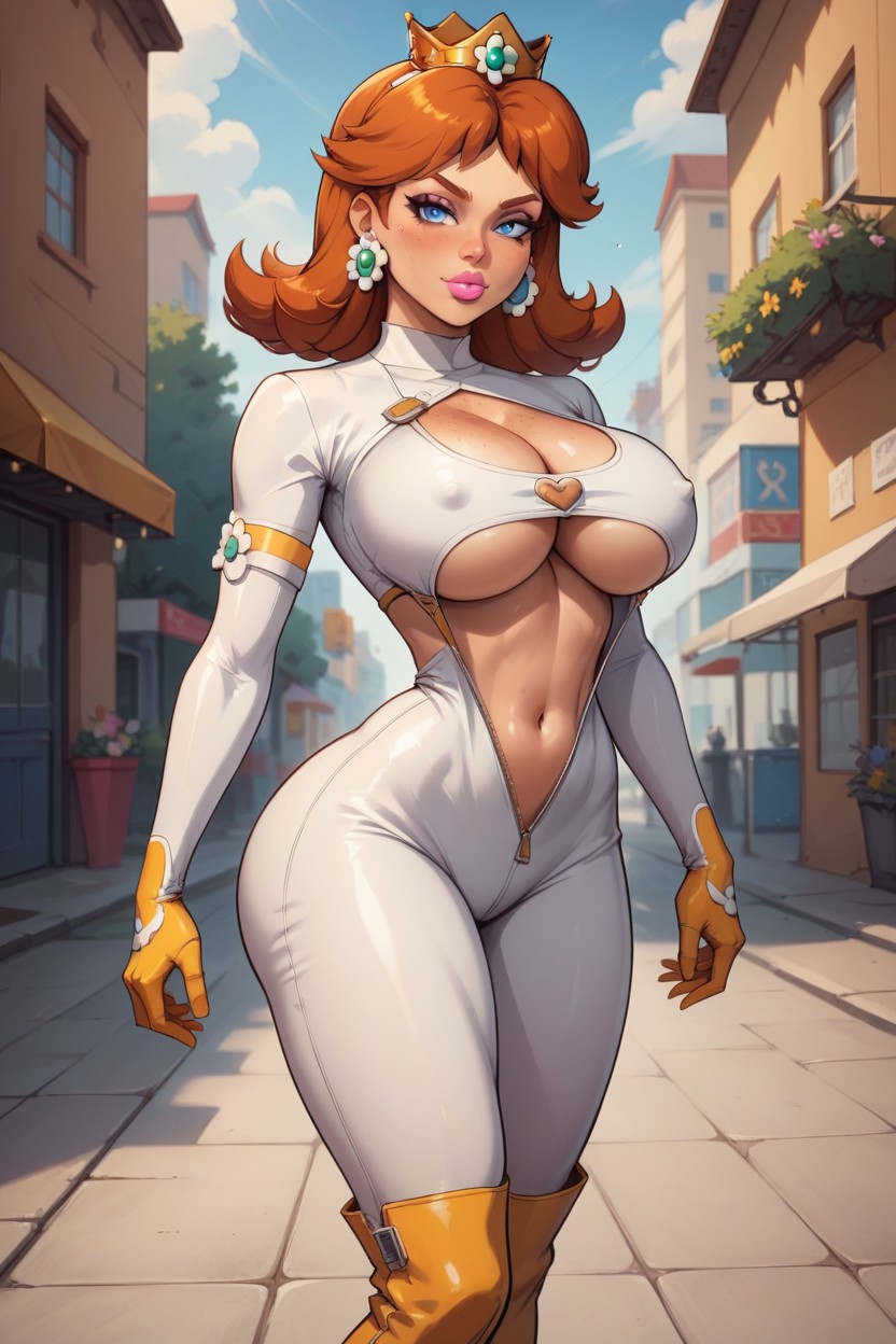 Rounded Butt, Fringed Bangs, Ginger Hair Hentai AI Porn