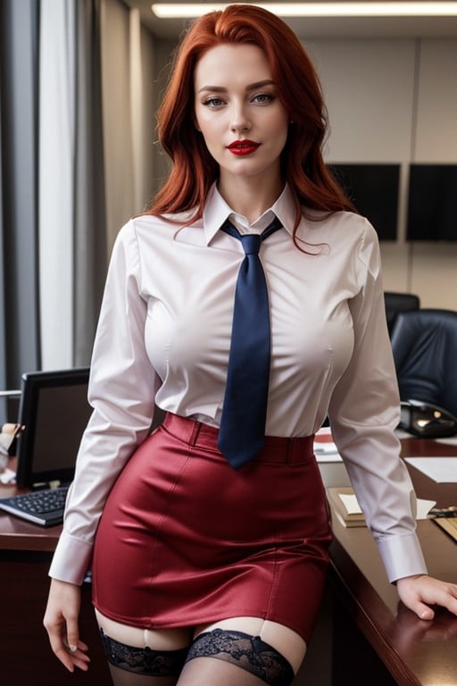 스타킹, Wearing Tie, Sexy BreastsAI 포르노