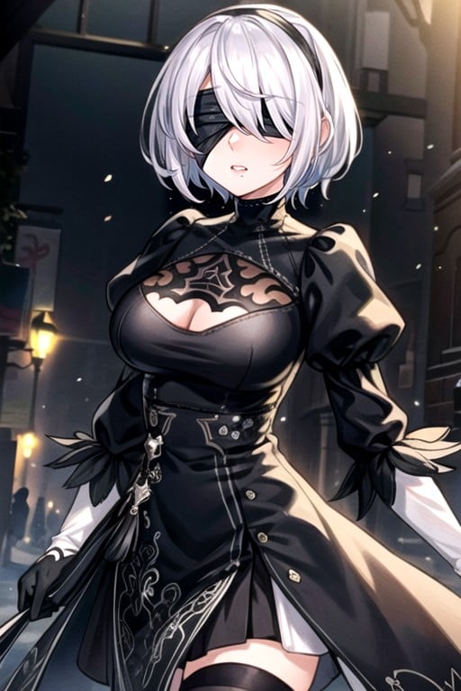 Kunststil Mit Dickeren Linien, Details Hinzufügen, Yorha No.2 Type B (nier: Automata)Transfrau KI-Porno