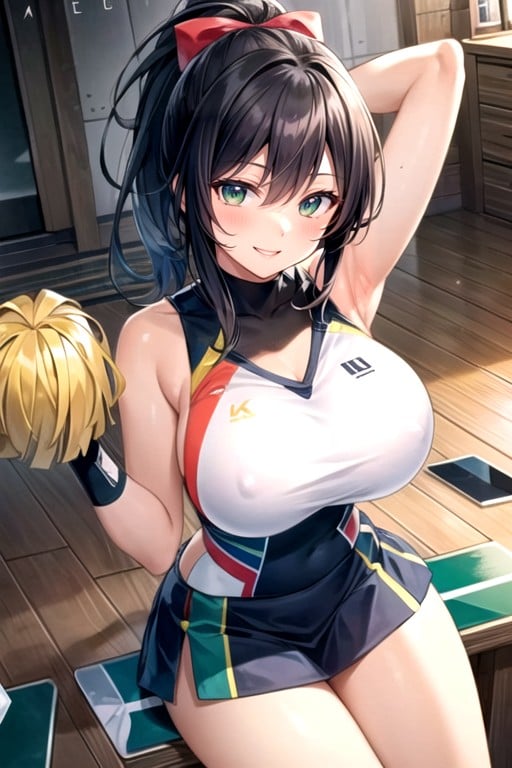 Ponytail, Smiling, TannedPorno AI