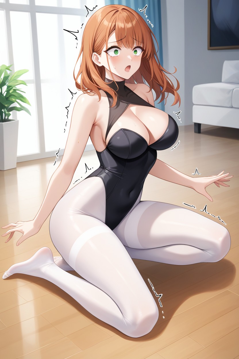 Long Sleeve Black Leotard, Both Girls Ginger Hair, Ass Expanding Bigger Hentai AI Porn