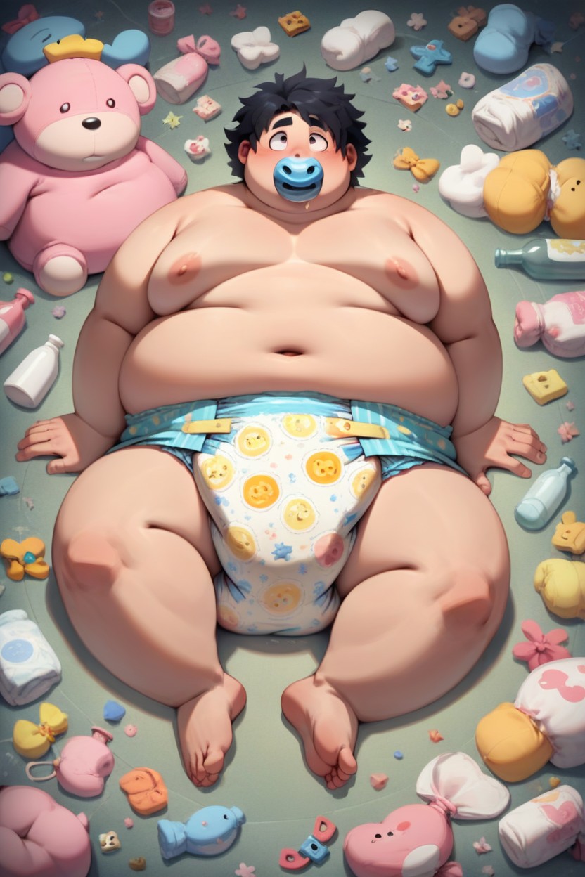 Stained Diapers, Obese, Moobs AI Gay Porn