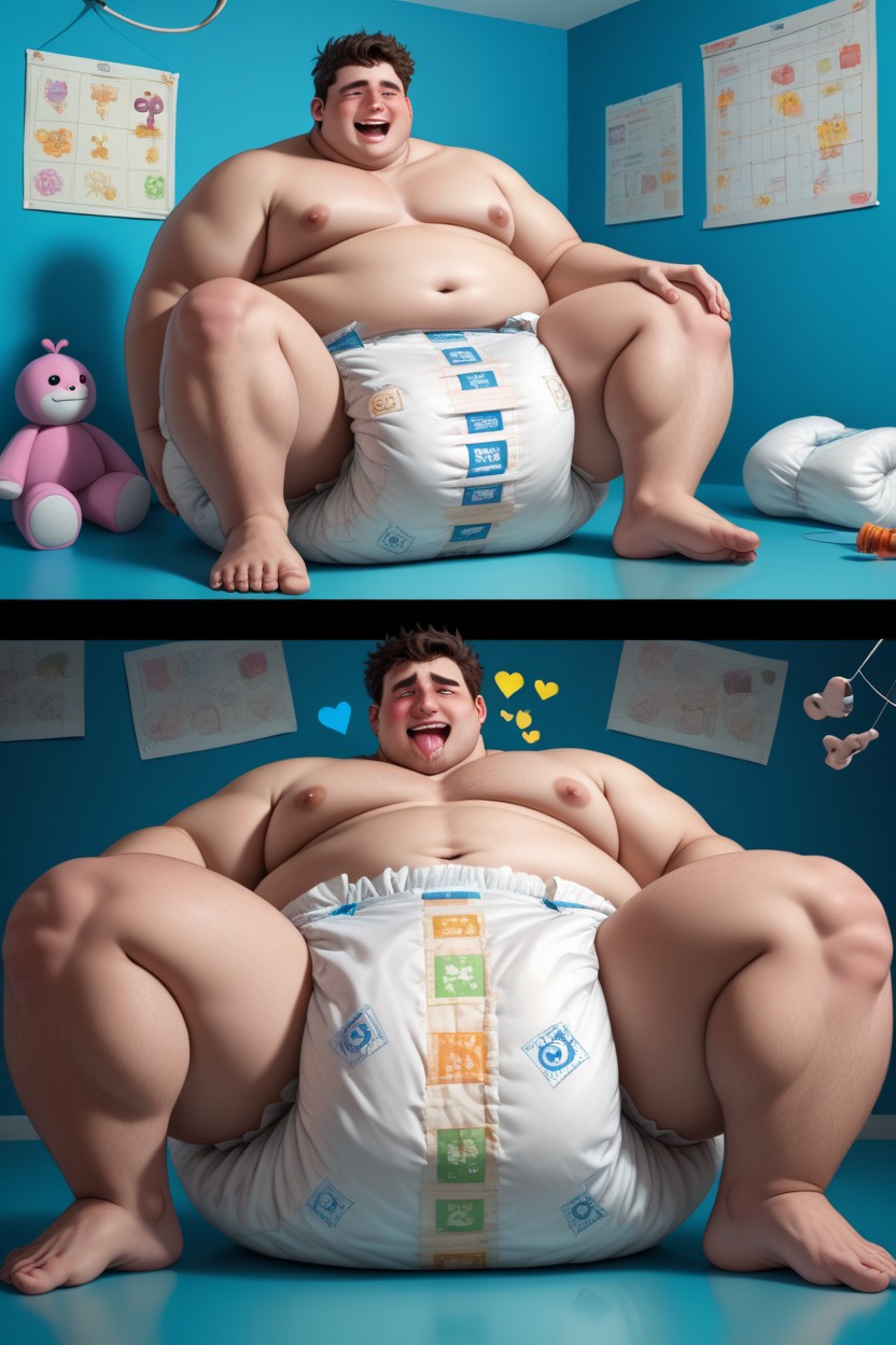 Stained Diapers, Soft, Big Thick Diapers AI Gay Porn