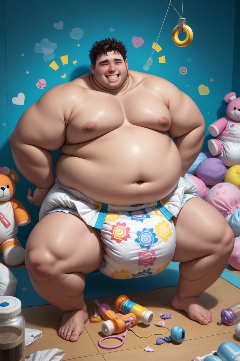 Saggy Diapers, Feet, Extremely Large And Thick Diaper AI Gay Porn