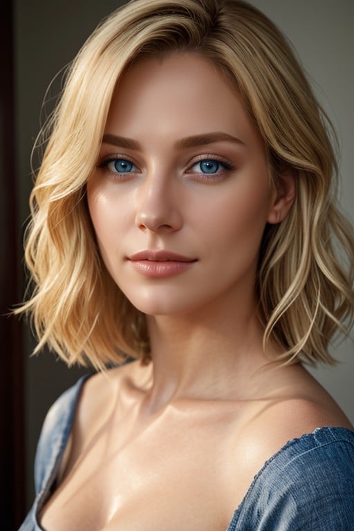 Woman With Blonde Hair, Blue Eyes Транссексуалы AI порно