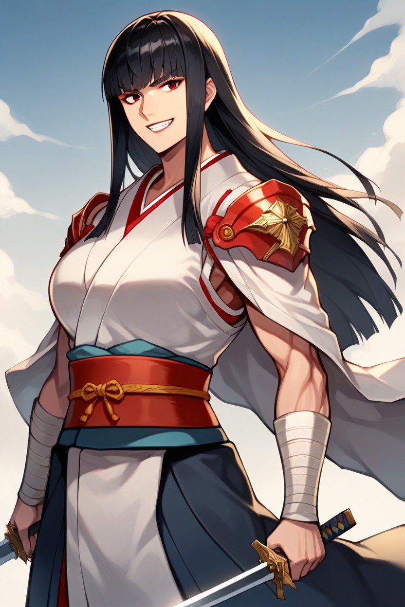 Ferocious Smile, Master Character In A Battle Anime, Samurai Hentai IA pornografia