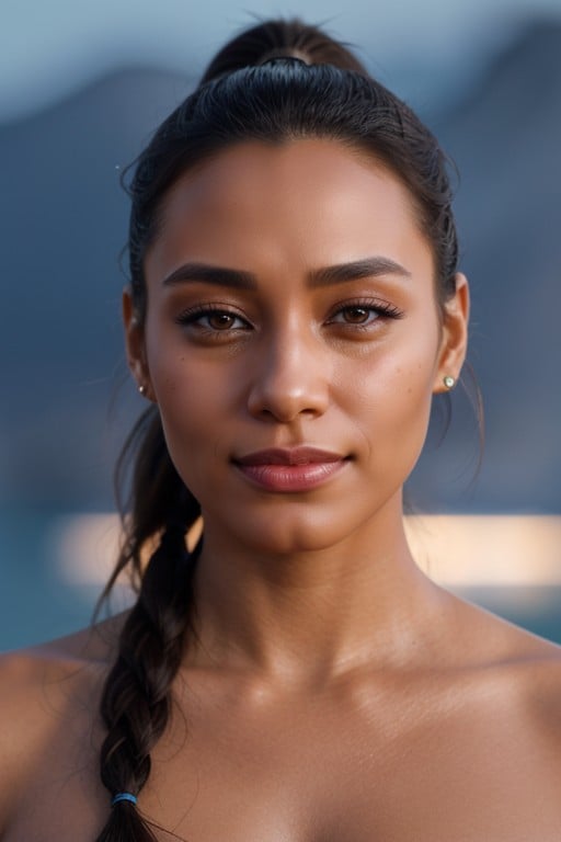 Polynesian, Makeup, Ponytail AI Porn