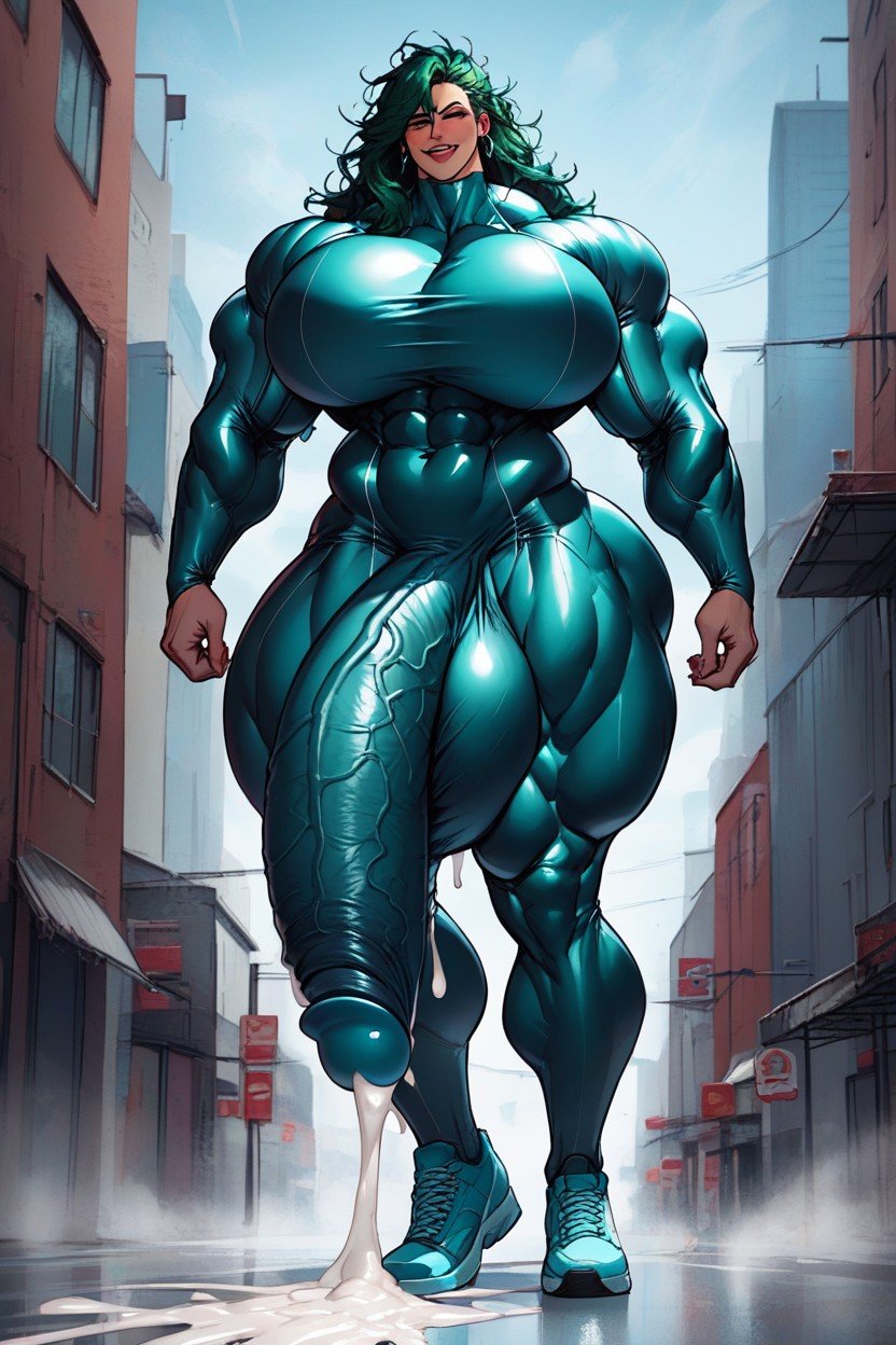 Massive Bulge In Latex Suit, Hyper Long Penis, Hyper Bulge퍼리 AI 포르노