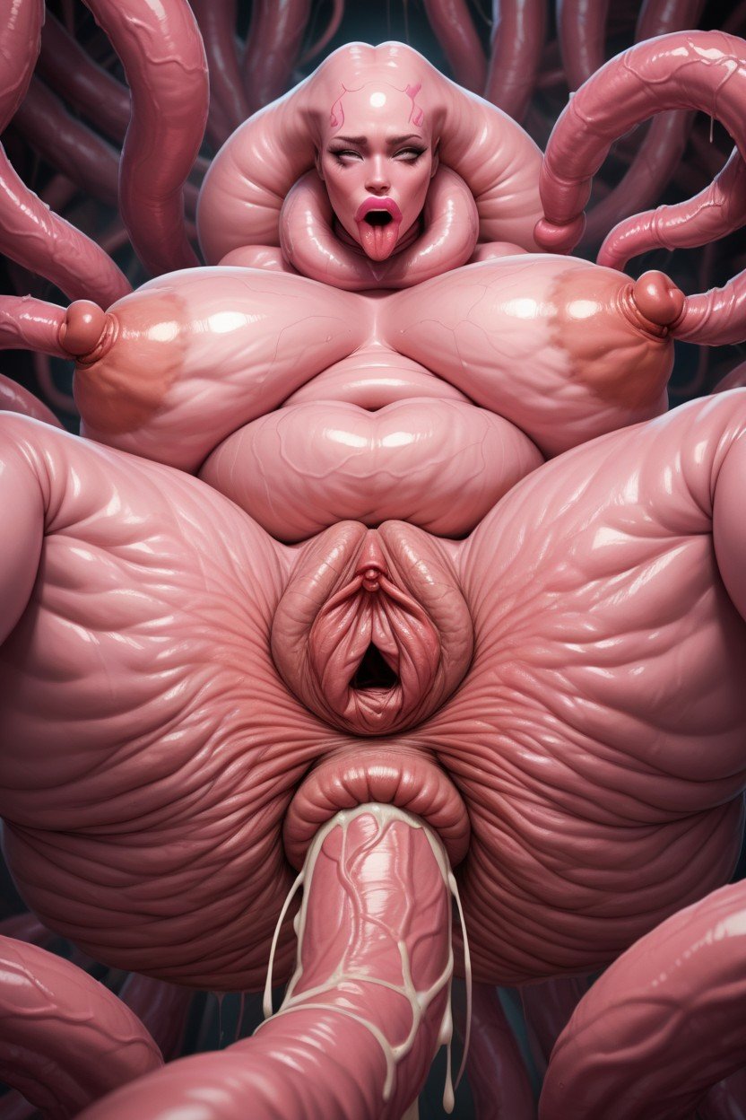 Pink Tentacle Around Neck, Enormous Cellulite, Extremely FatPorno AI