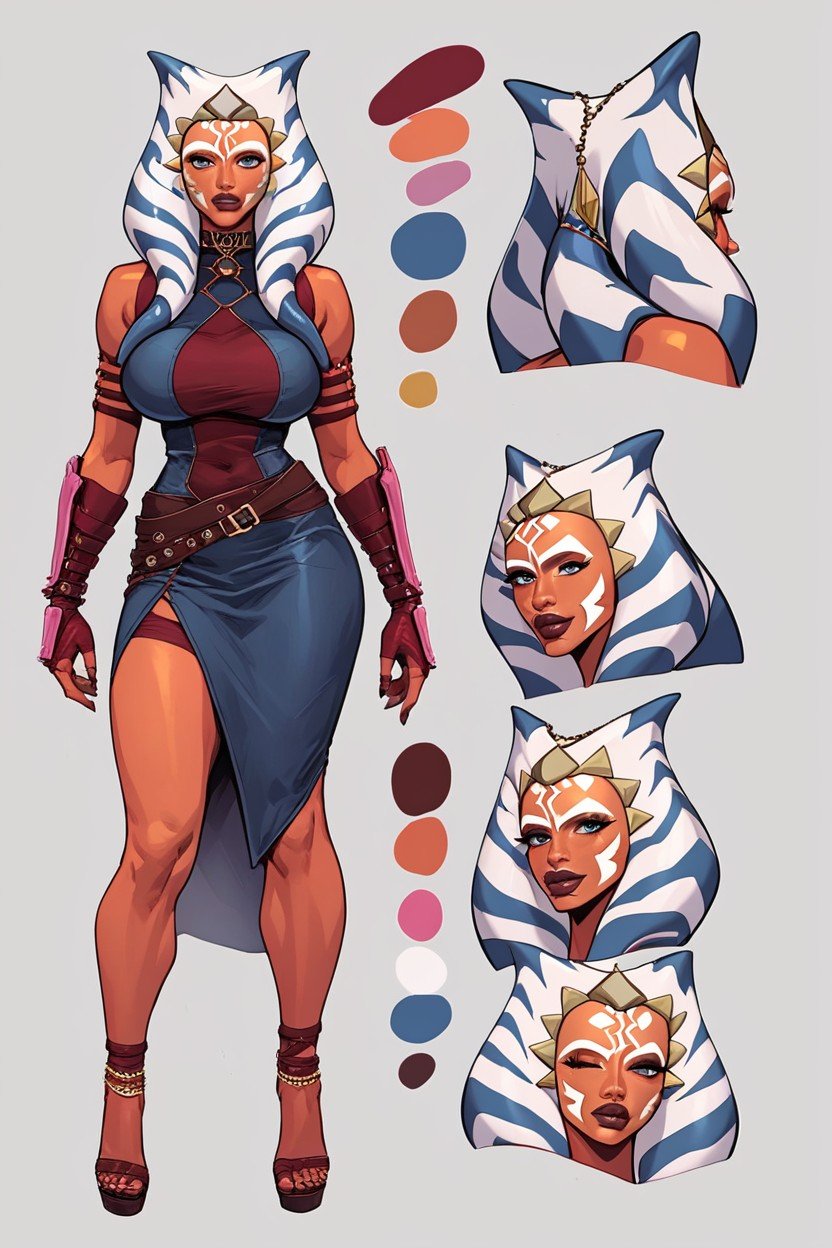 Character Reference Sheet, Bimbo, Ahsoka Tano Pornografia de IA