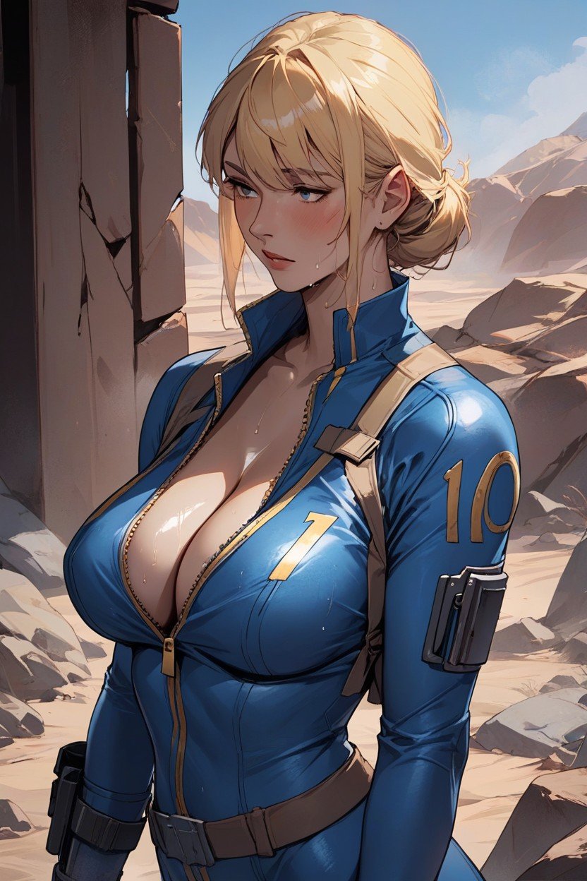 In A Desert, Exposing Breasts, FalloutPorno IA Hentai