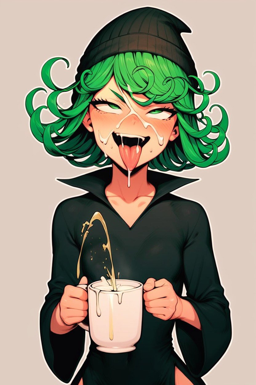 Wearing A Beanie, Tatsumaki, Pissing In A Cup Pornografia de IA