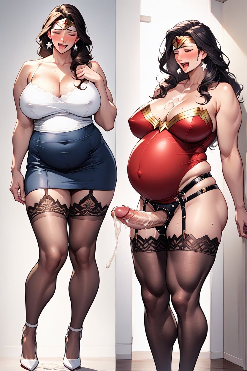 Wonder Woman Is A Futanari And Her Cock Is Under Her Tight Suit, Fat Man, High Heels퍼리 AI 포르노