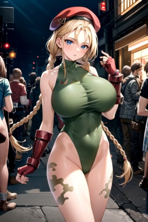 Fake Breasts, Navel Exposed, Cammy White AI Porn