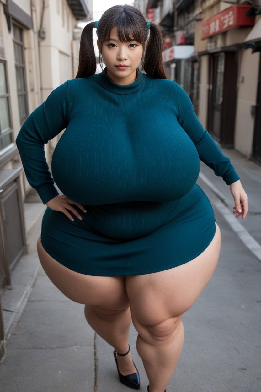 Extreme Huge Massive Hyper Booty, Disproportionately Large Breasts Reaches Thighs, Extremely Thick Muscular Thighs AI Porn