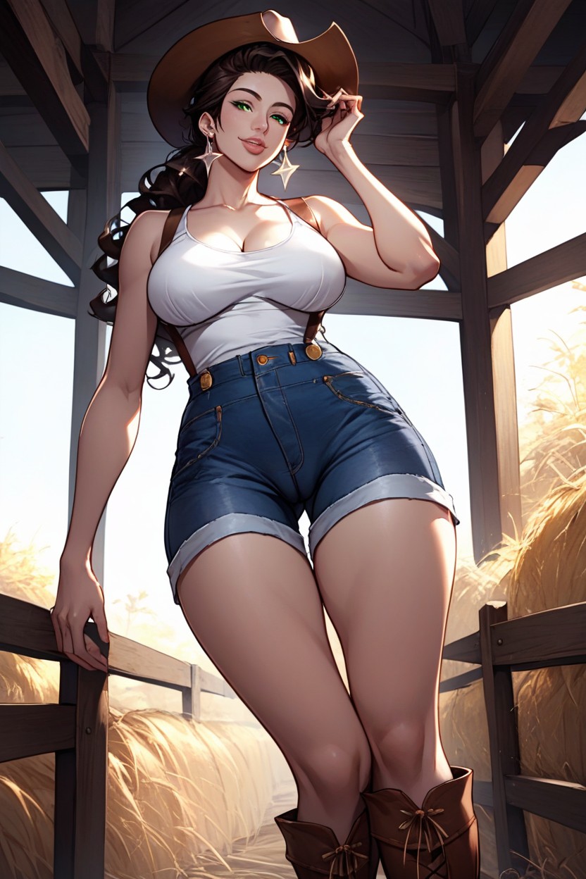 Farmer Boots, Full Lips, Long HairPorno AI