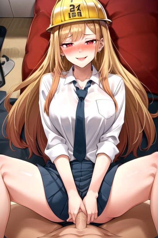 Kitagawa Marin (sono Bisuku Dōru Wa Koi O Suru), Firefighter, Mischievous (smiling While Blushing) Hentai AI Porn