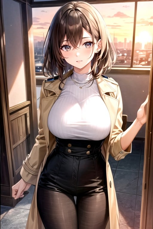 Sunset, Trench Coat, Latina Shemale AI Porn