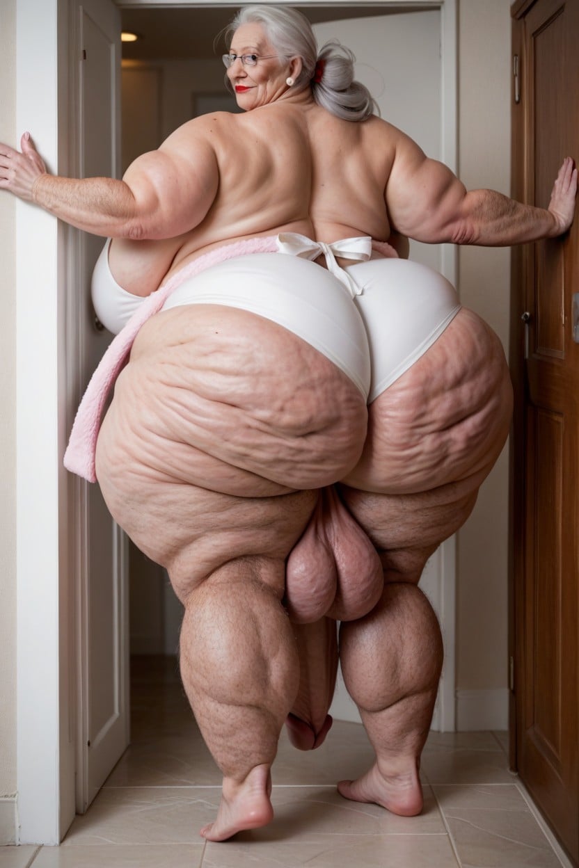 Fully Clothed, Extremely Fat, Grinning Shemale AI Porn