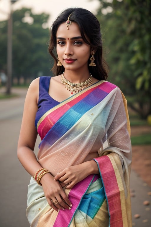 Indian, Rainbow Colour Saree Furry AI Porn