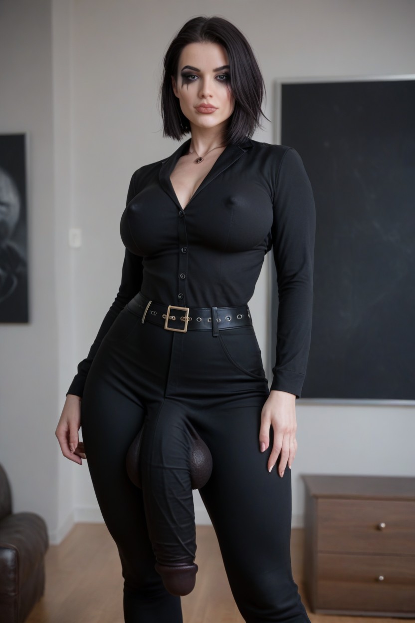 Huge Ass, Peephole Ball Bra, Beautiful Face Shemale AI Porn