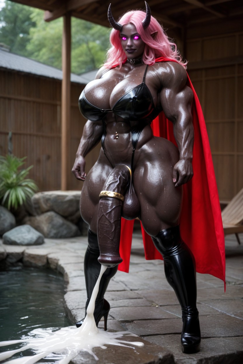 Superhero, Black Sclera, Truly Black Skin Shemale AI Porn