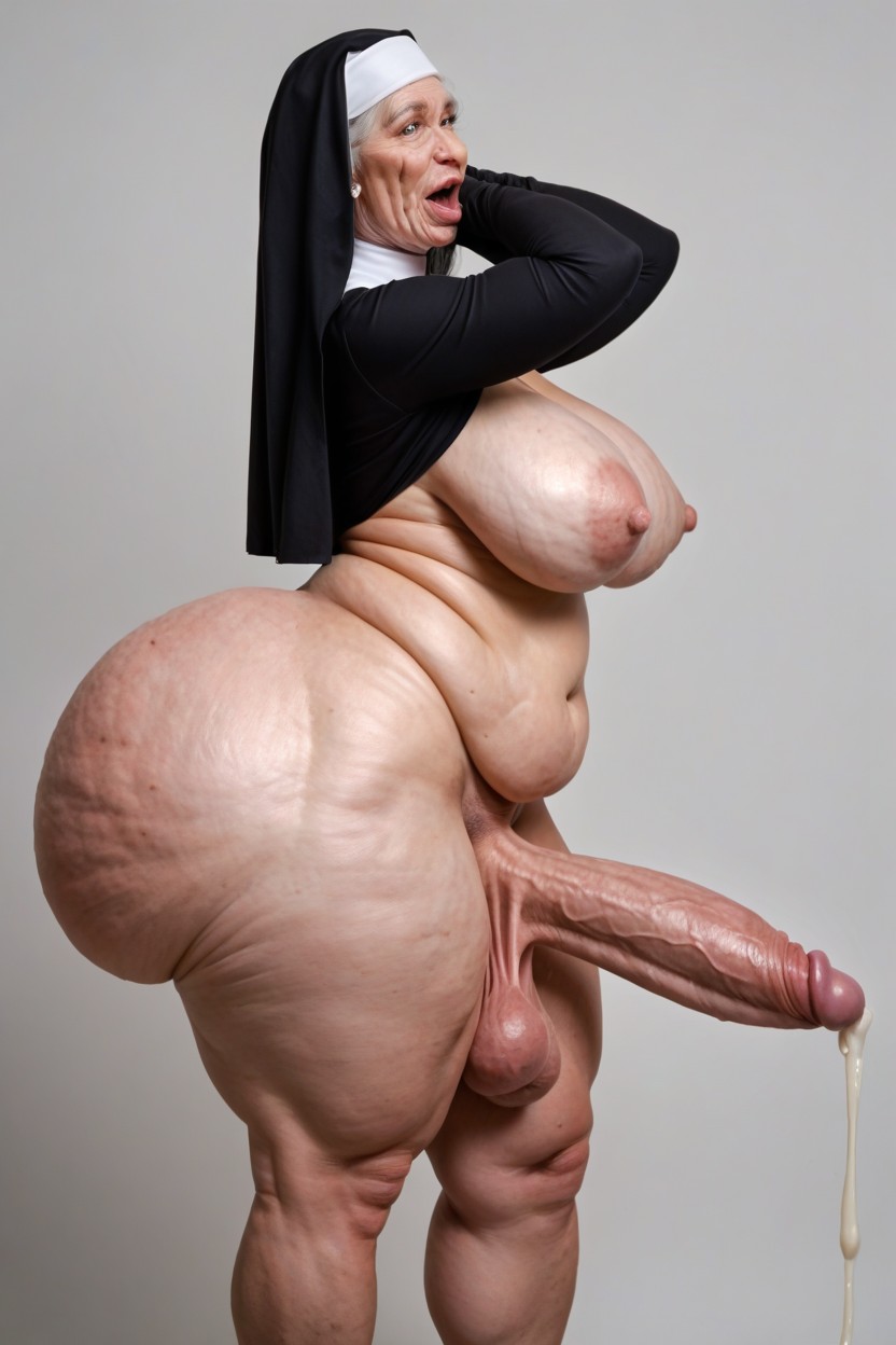 Fat, Bar, Natural Saggy Breasts Shemale AI Porn