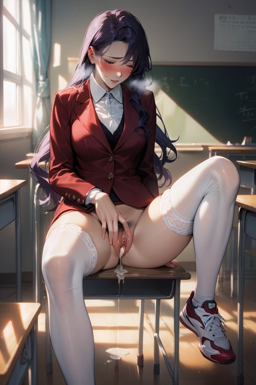 Classroom, Dark Red Blazer, Girl헨타이 AI 포르노