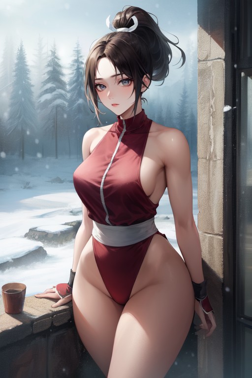 Rounded Ass, Snowing, Top Down Hentai AI Porn