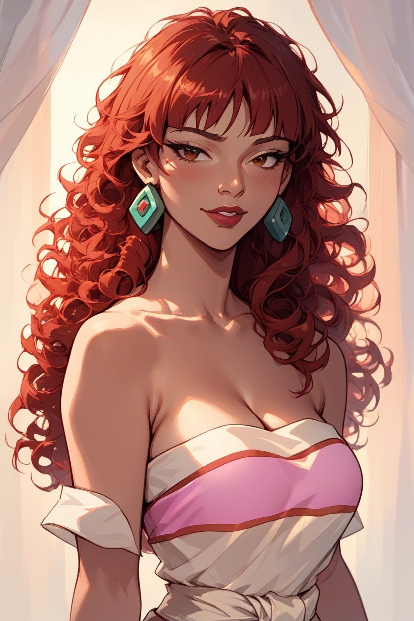 Chel From El Dorado With Red Hair, Curly Hair, 紅色AI黃片