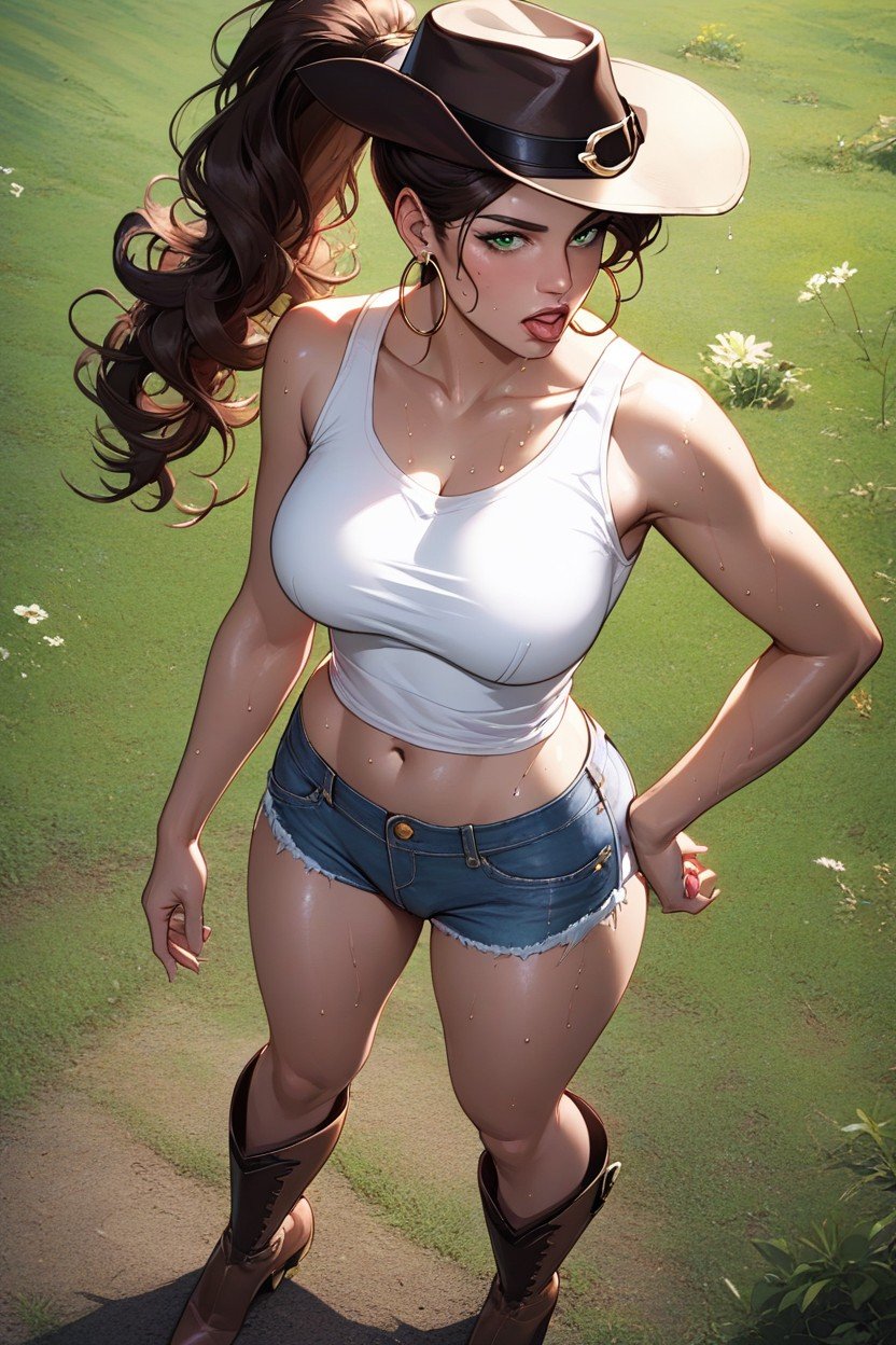 Curly Hair, De Arriba A Abajo, Cowboy BootsPorno AI Hentai