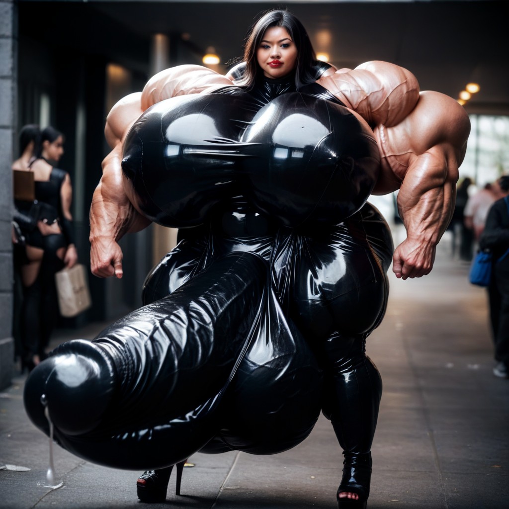 Hyper Gigantic Massive Testicles, Hyper Huge Muscles, Asiática Porno shemale IA