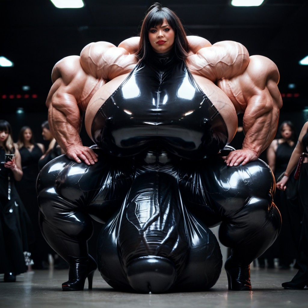 Hyper Gigantic Muscles, Heels, Lipstick Shemale AI Porn
