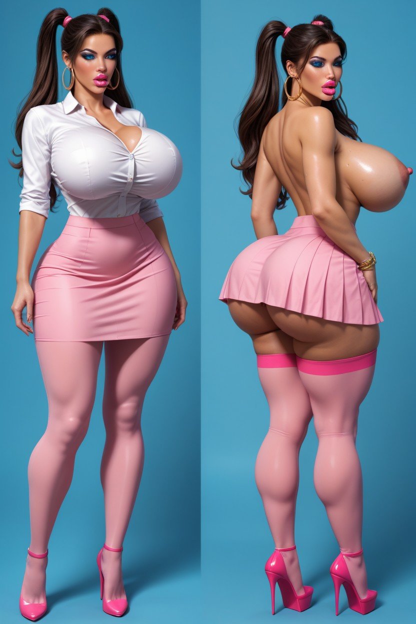 Bimbofication, Ponytail, Full Body AI Porn