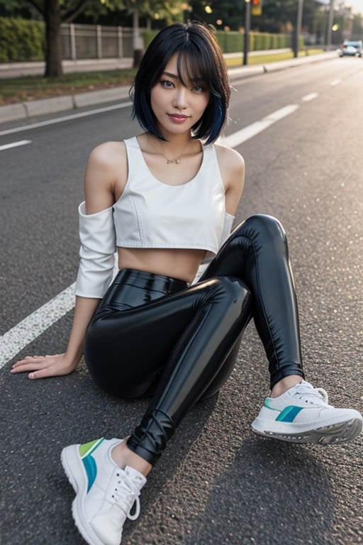 Ripped Leggings, Legs Split, FaceAI黄片