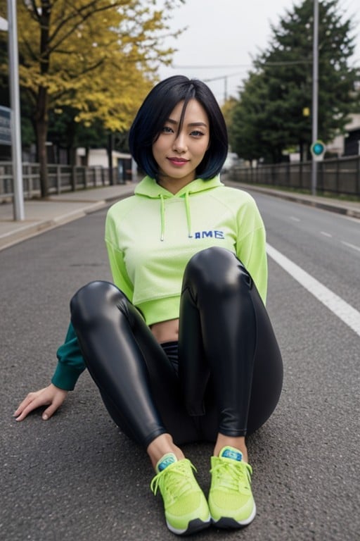 Green Shoes, Lime Green Hoodie, Long Bob HaircutAI黄片