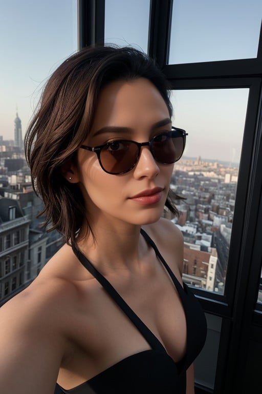 Selfie, Des Lunettes De Soleil, ExtérieurPorno IA