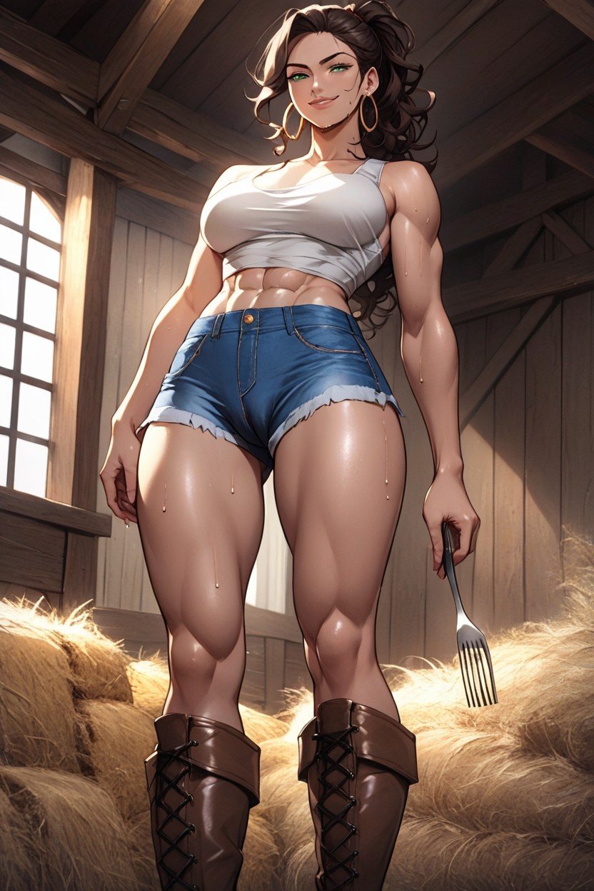 Sudada, Low White Tank Top, Curvy BodyPorno AI Hentai