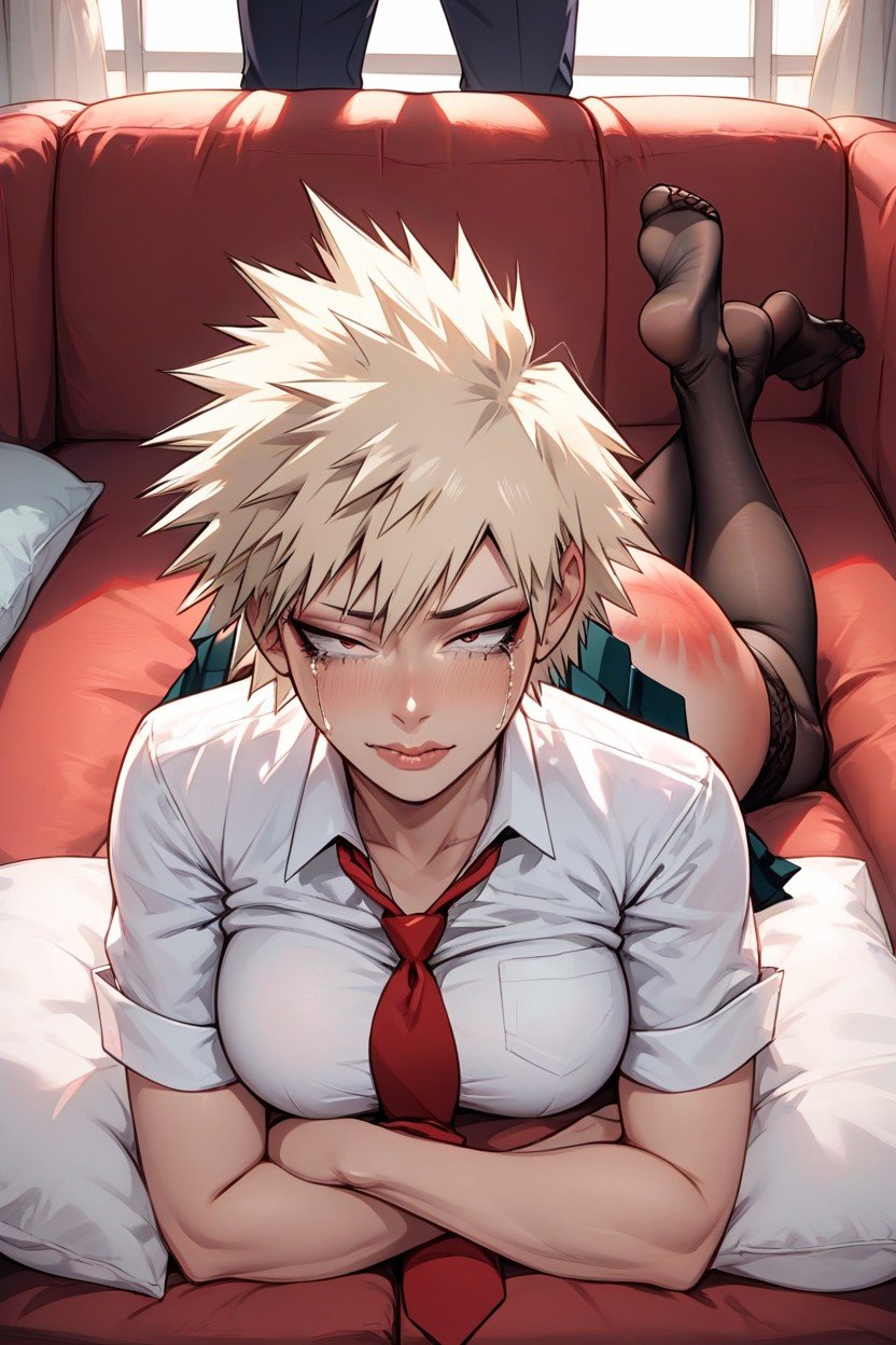 Deitado De Bruços, Mitsuki Bakugo From My Hero Academia, 1 Pessoa Hentai IA pornografia