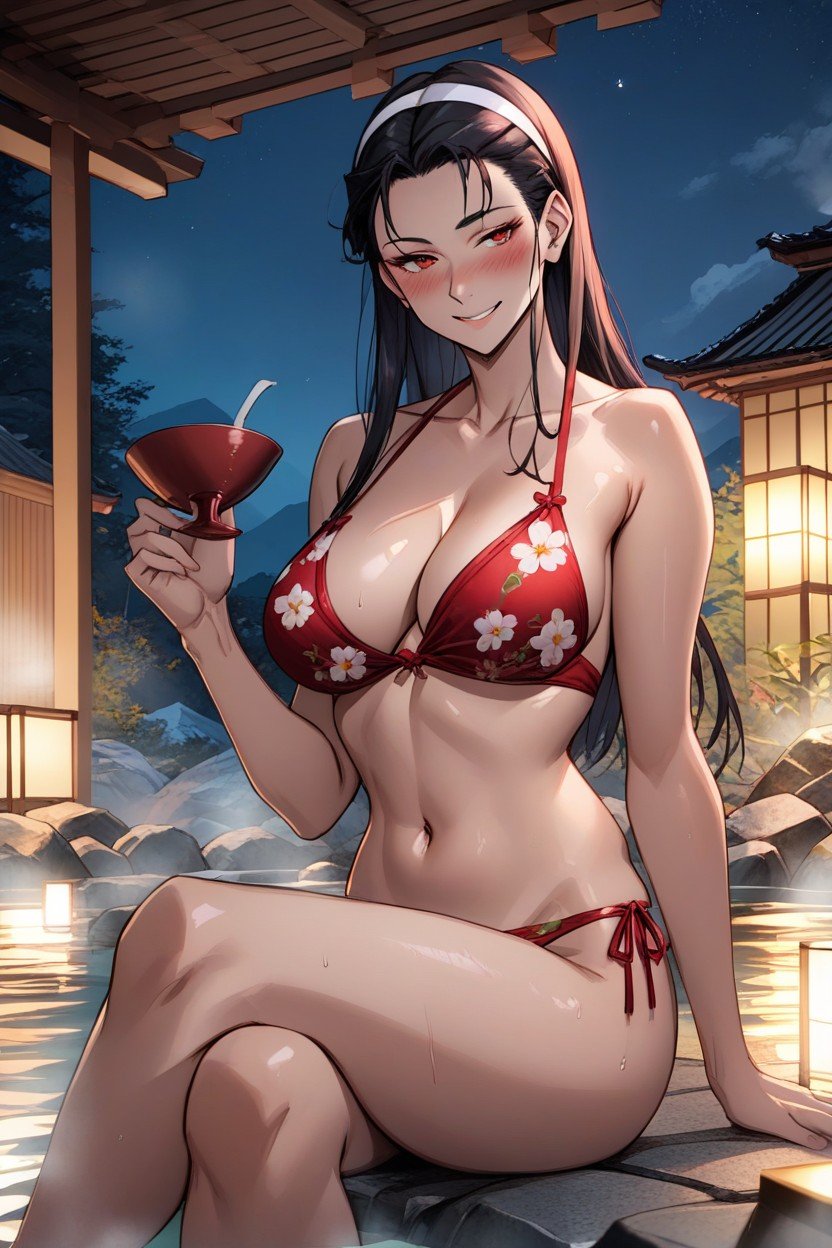 Spa, Holding Cup Of Saki, Sitting Down AI Porn