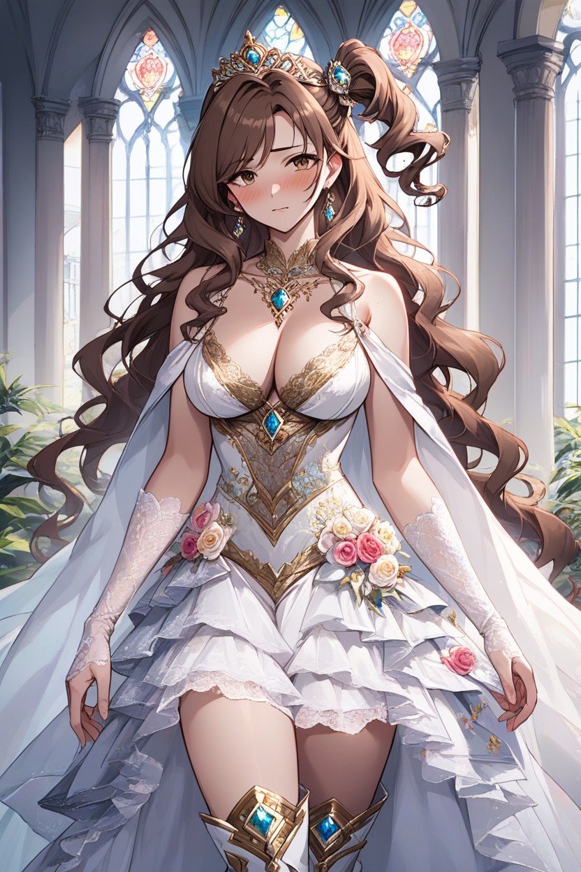 Shimamura Uzuki From The Idolmaster Cinderella Girls Starlight Stage, Delicate Patterns, Gold-trimmed BodicePorno IA