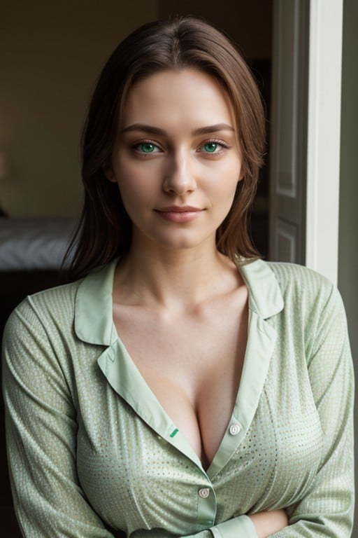 18, Pyjamas, Green Eyes AI Porn