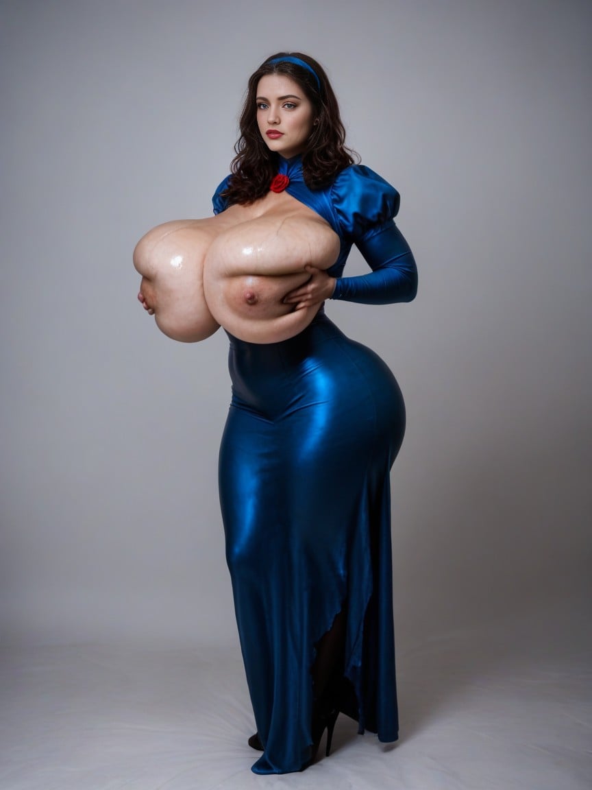 Veiny Breasts Snow White Photorealistic Spitroast Massive Ass Beautiful Confused Massive Cleavage Oiled Skin Ripped Clothes Full Body Grabbing Breasts Heavy Breasts, Expansión De SenosPorno AI