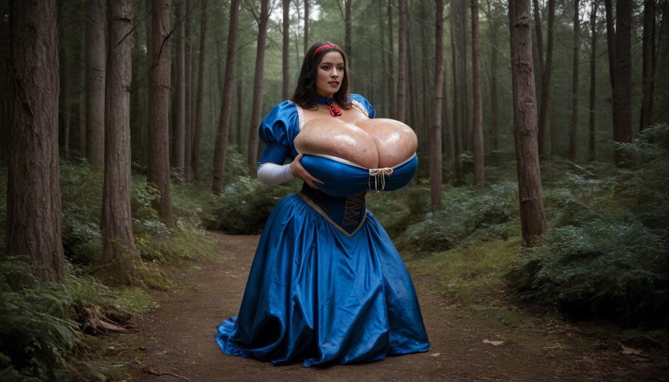 Breast Expansion, Veiny Breasts Snow White Photorealistic Blowjob Beautiful Massive Cleavage Oiled Skin Ripped Clothes Full Body Grabbing Breasts Heavy Breasts Forest Транссексуалы AI порно