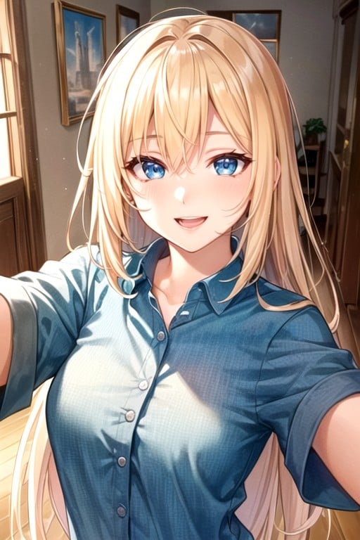 Blonde Hair, Blue Eyes, Selfie Hentai AI Porn