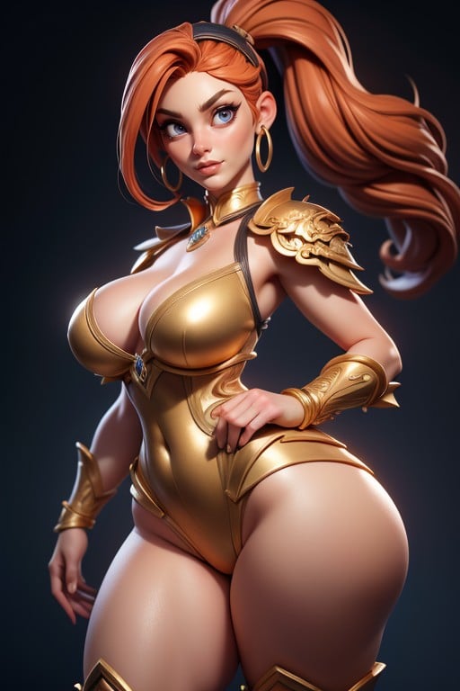 Gruesa, Auburn Hair, Beautiful Warrior WomanPorno AI