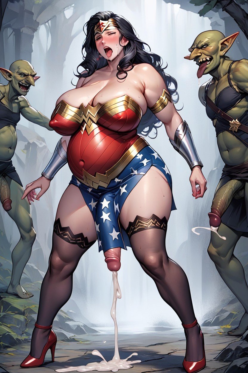 Wonder Woman Is A Futanari And Her Cock Is Under Her Tight Suit, Épais, AhegaoPorno IA