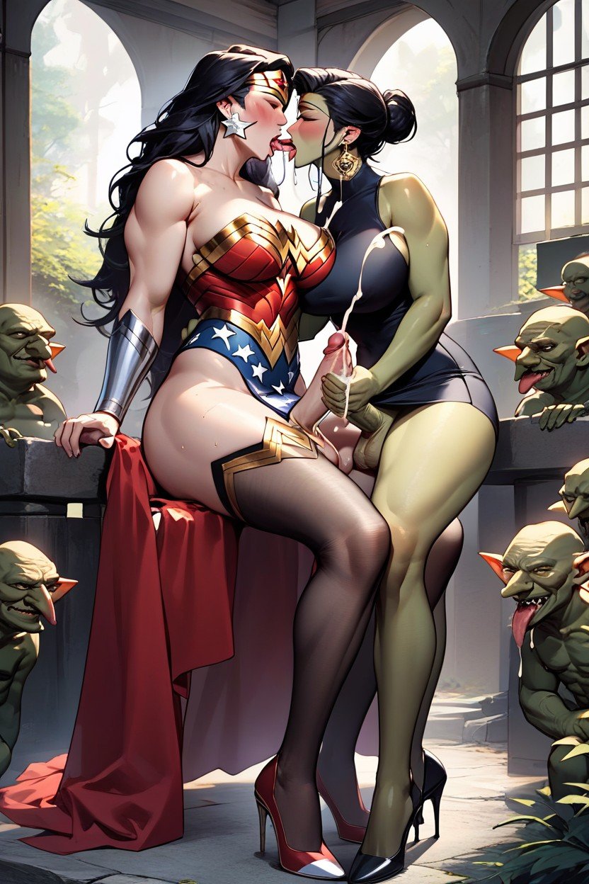 Ahegao, Japonesa, Wonder Woman Is A Futanari Pornografia de IA