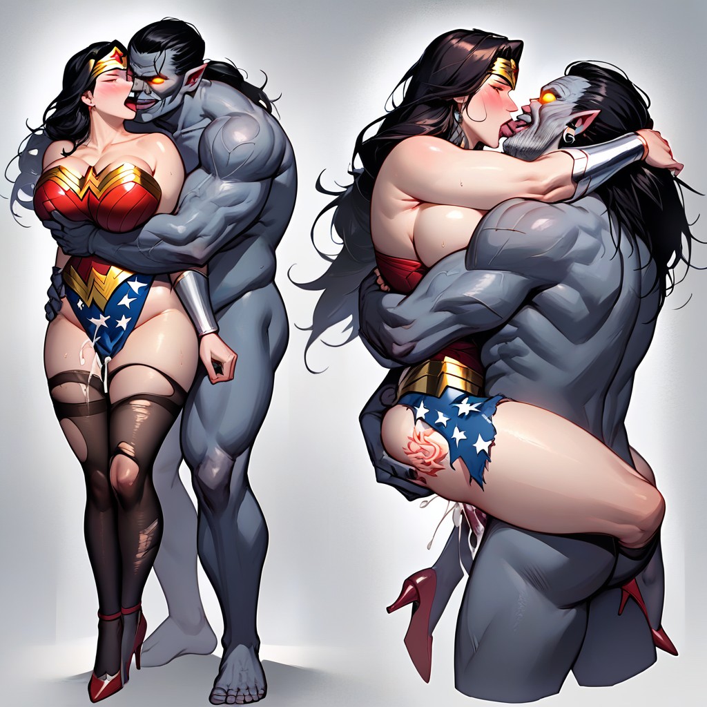 Ahegao, Espesso, Futanari Wonder Woman Pornografia peluda com IA