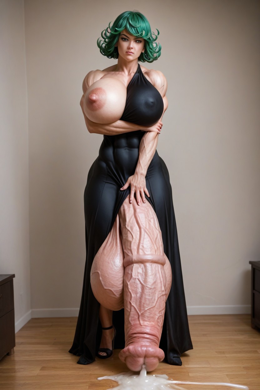 Oily Skin, Cum All Over The Floor, Gigantic Balls Shemale AI Porn